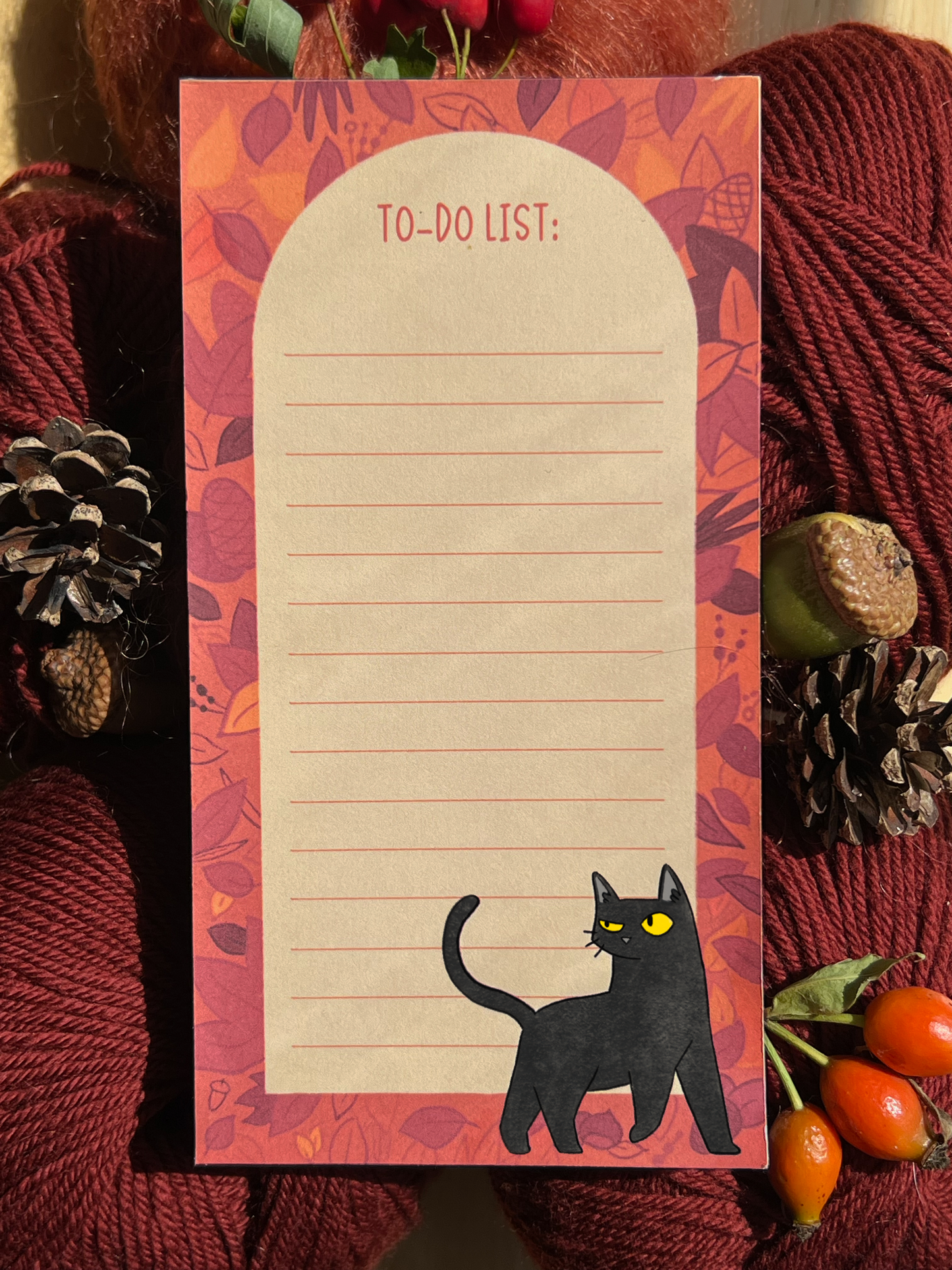 Autumn themed notepad with black cat